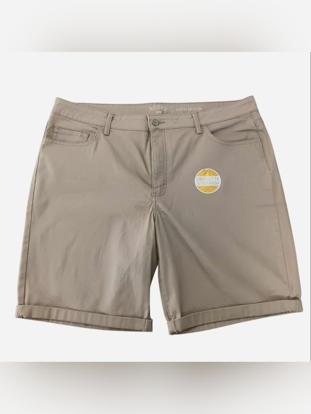Riders by Lee Women's 20M Mid Rise Bermuda Chino Khaki Shorts